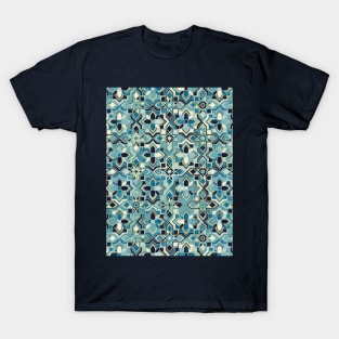 Moody Moroccan Blues Gilded Tile Patchwork T-Shirt